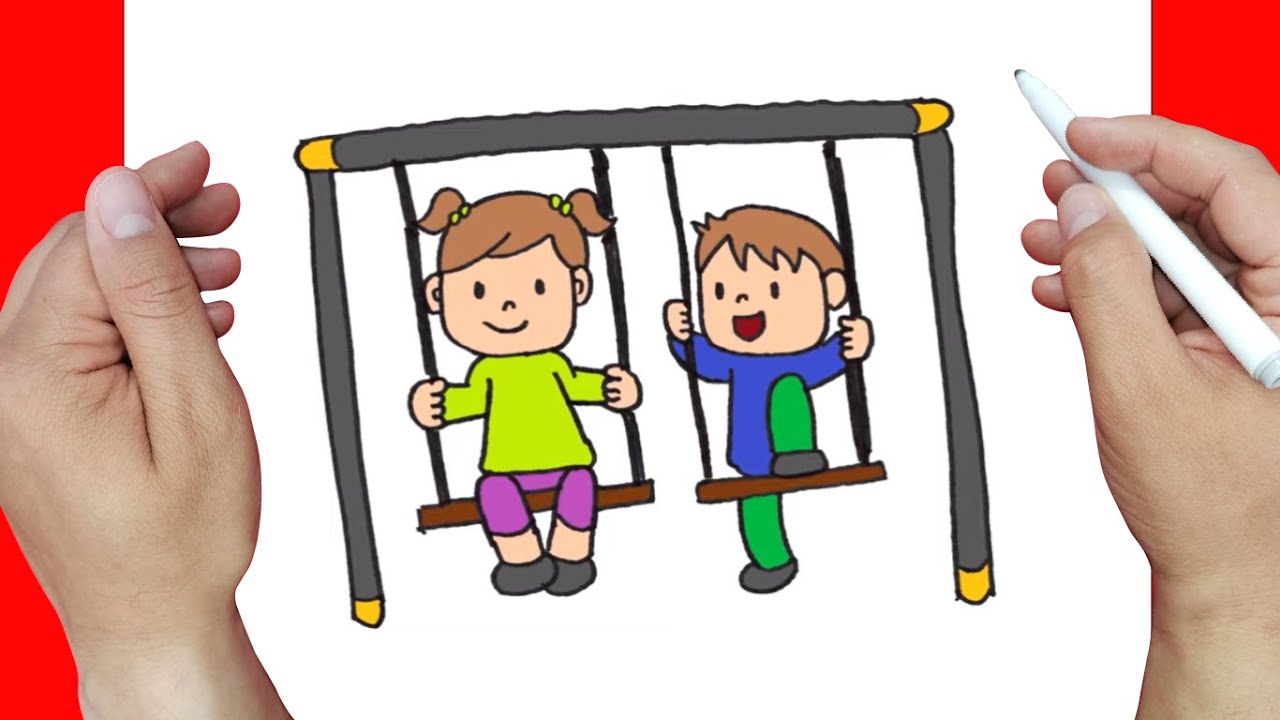 imagenes de niños jugando en un parque para colorear