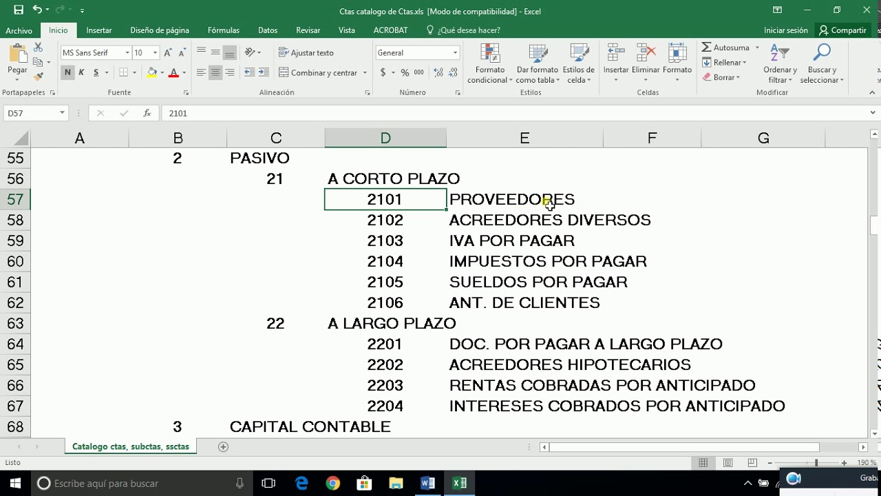 catalogo de cuentas para una empresa industrial